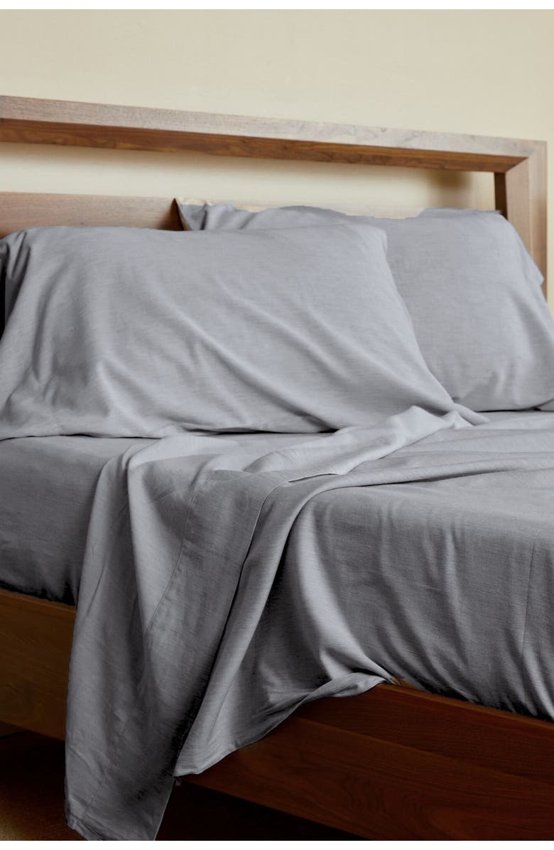 BedVoyage Melange Viscose Cotton Blend Breathable Bed Sheets, Alternate, color, Silver