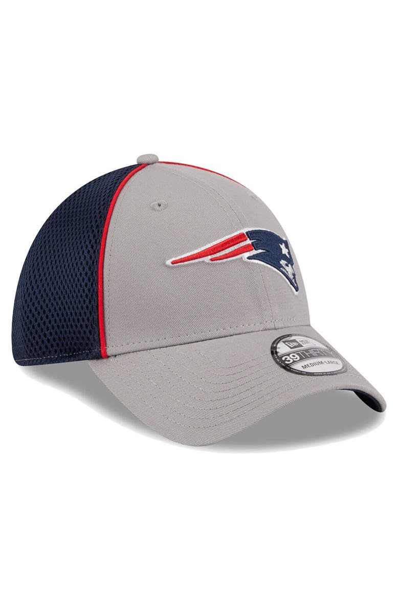 Men's New Era Gray New England Patriots  Pipe 39THIRTY Flex Hat, Alternate, color, Gray