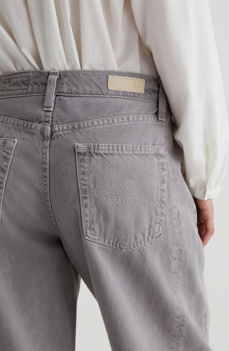 AG Hattie Raw Hem High Waist Crop Barrel Jeans, Alternate, color, Sulfur Pebble Grey