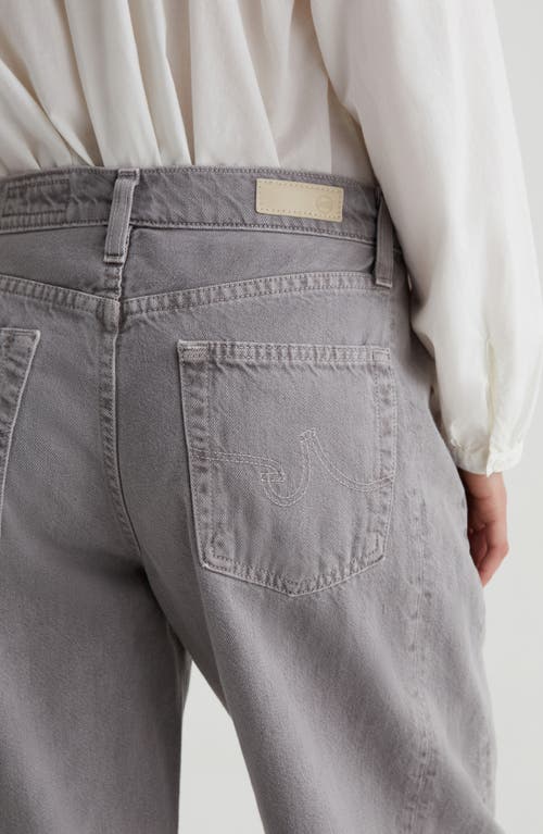 Ag Hattie Raw Hem High Waist Crop Barrel Jeans In Sulfur Pebble Grey
