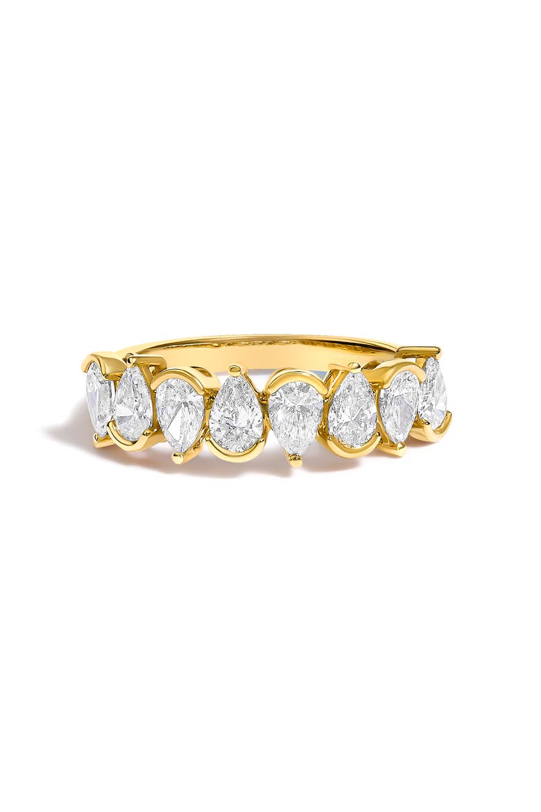 14K Gold 1 2/3 Cttw Lab Grown Pear Shaped Diamond Band Ring, Main, color, Yellow Gold