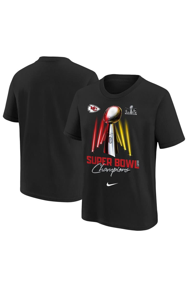 Nike Youth Nike  Black Kansas City Chiefs Super Bowl LVIII Champions Lombardi Trophy T-Shirt, Alternate, color, 