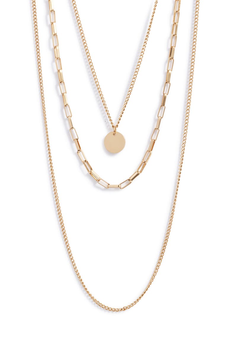 Knotty Layered Coin Pendant Necklace, Main, color,