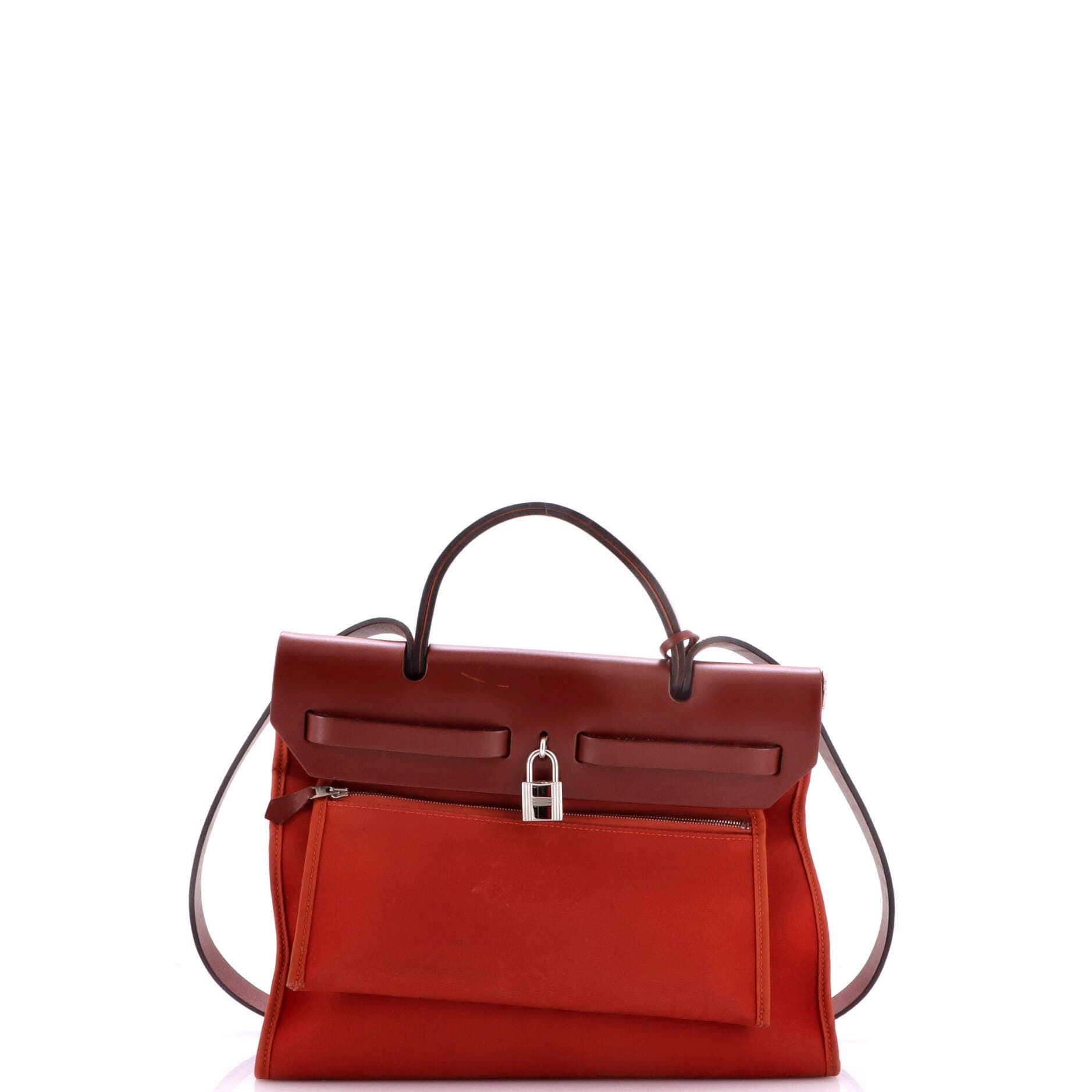 Herbag Zip Leather and Toile 31, Alternate, color, Red