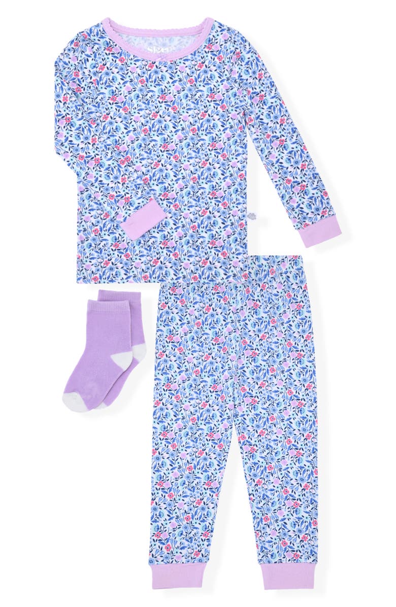 SLEEP ON IT Kids' Flowers Two-Piece Pajamas & Socks Set, Main, color,