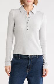 PAIGE Eden Ribbed Polo Top
