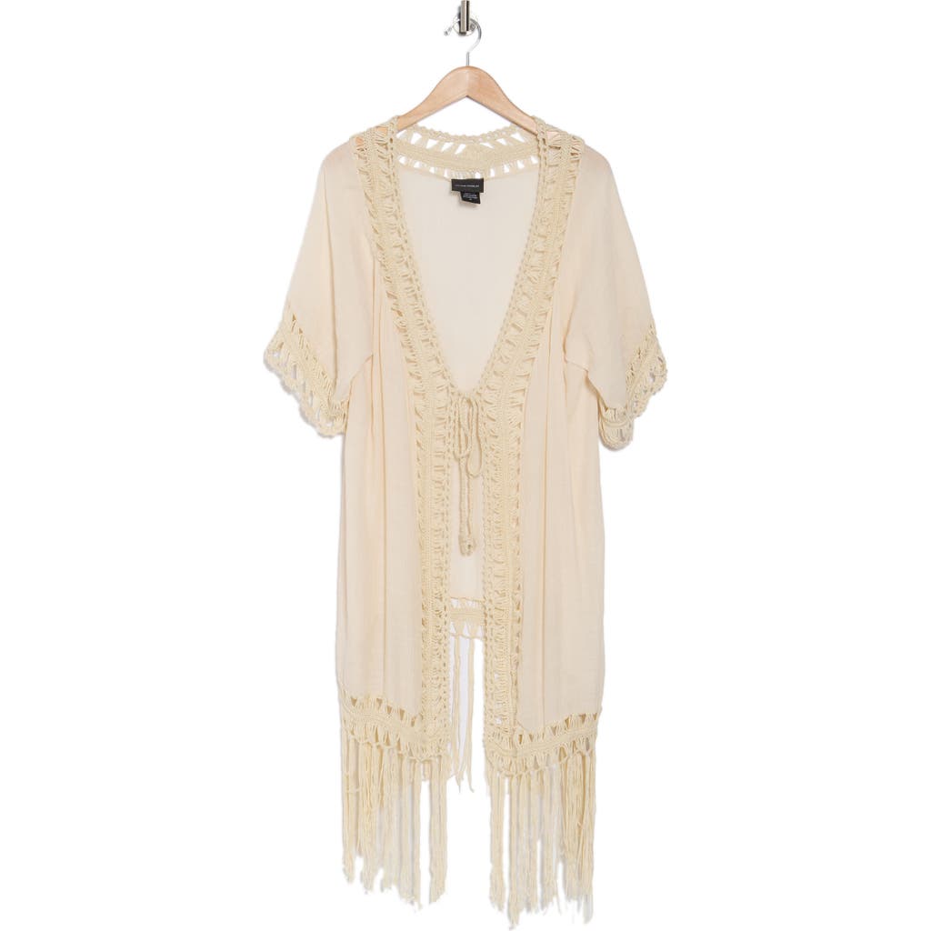 FORGOTTEN GRACE FORGOTTEN GRACE CROCHET TRIM FRINGE HEM DUSTER