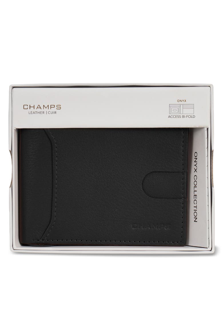Onyx Leather RFID Bifold Wallet, Alternate, color, BLACK