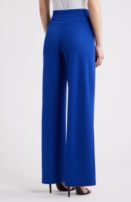 Anne Klein High Waist Pull-on Wide Leg Pants In Santorini Blue