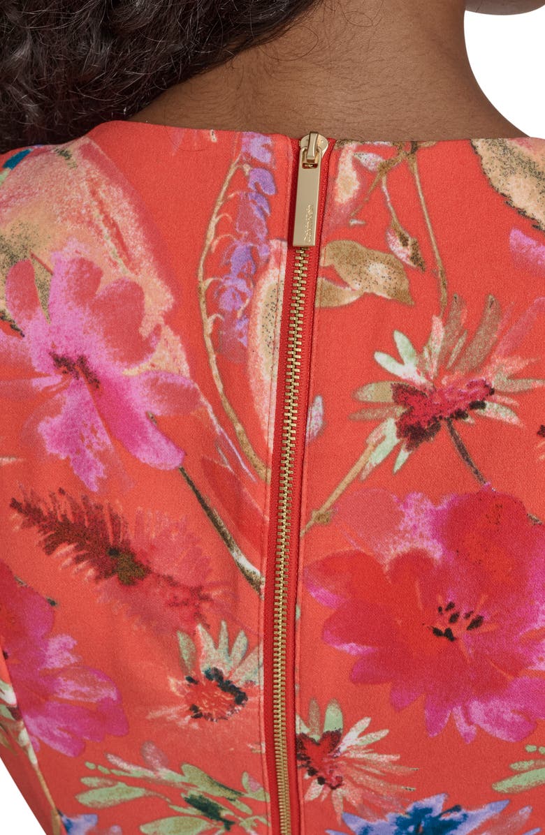 Calvin Klein Floral Midi Dress, Alternate, color, Ember Multi