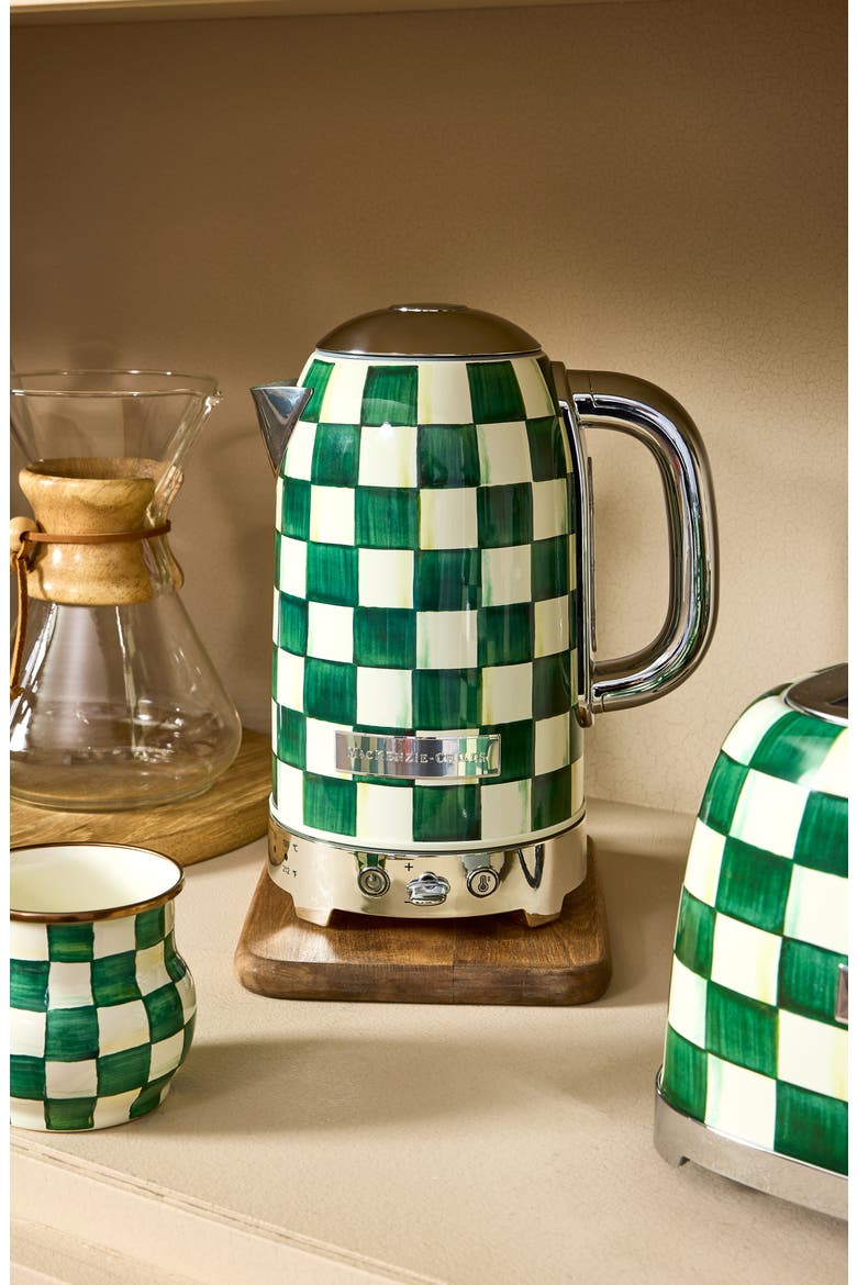 Emerald Check Electric Kettle, Alternate, color, EMERALD