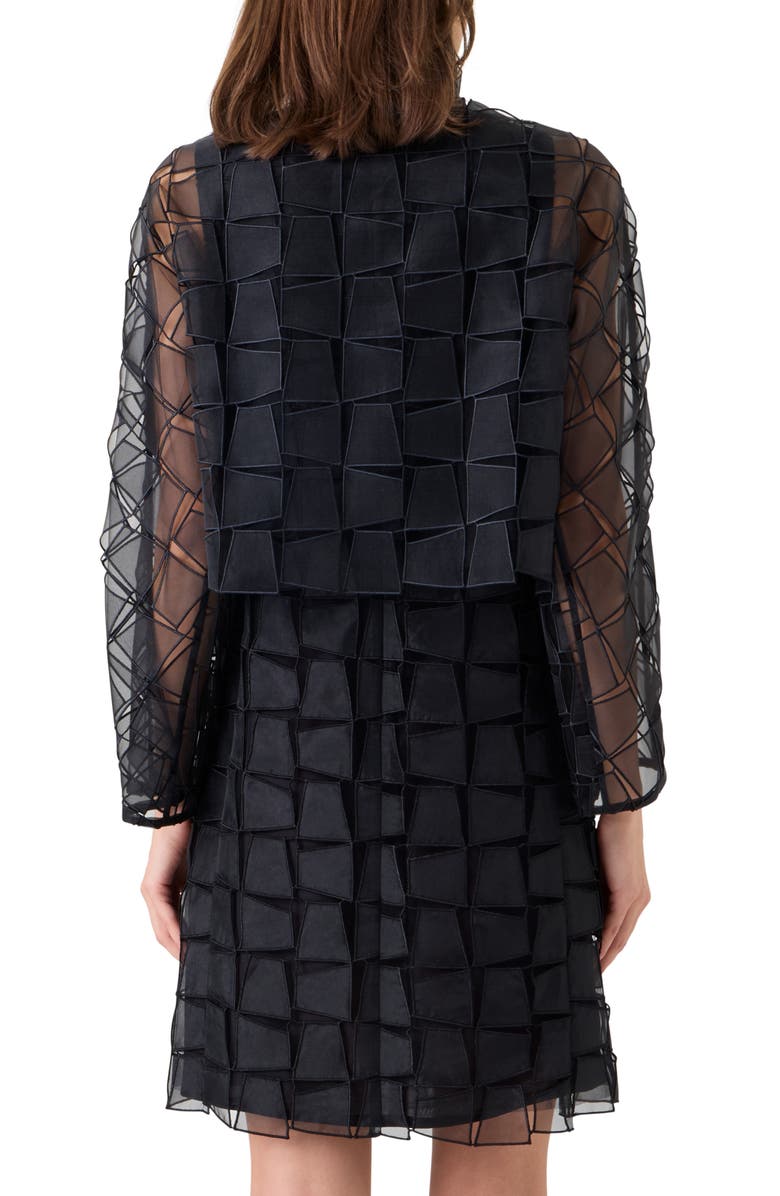 Akris Mimi Trapezoid Organza Jacket, Alternate, color, Black
