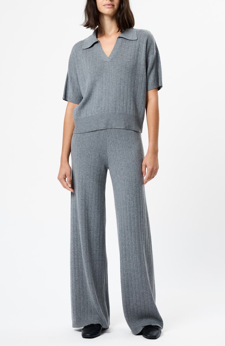 French Connection Javier Rib Knit Polo, Alternate, color, Med Heather Grey