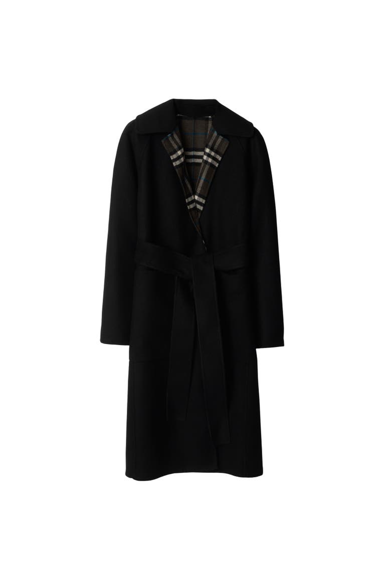 Reversible Wool Wrap Coat, Alternate, color, Black