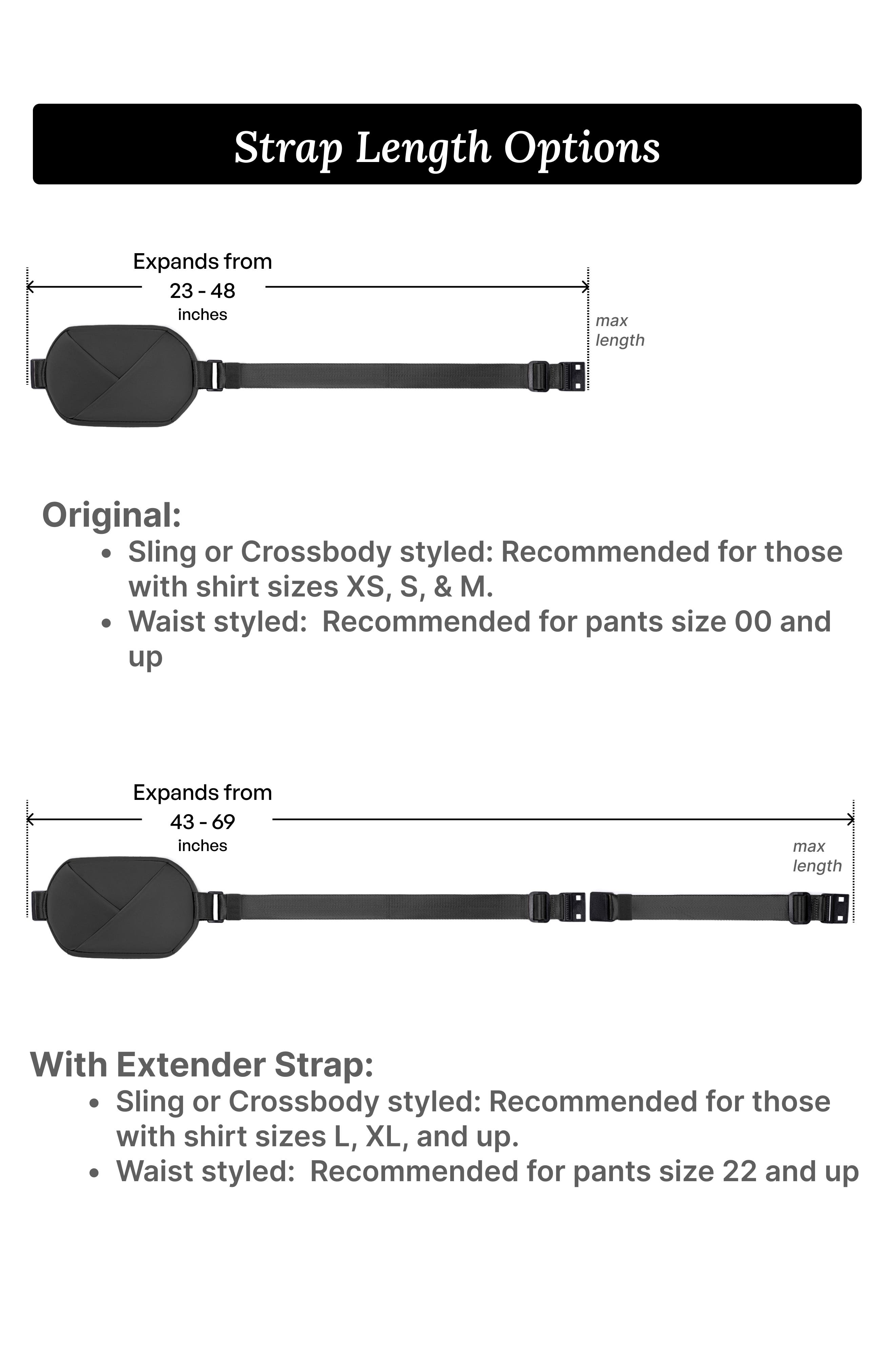 Lux and Nyx Origami Sling Belt Bag With Extender Strap, Alternate, color, Black