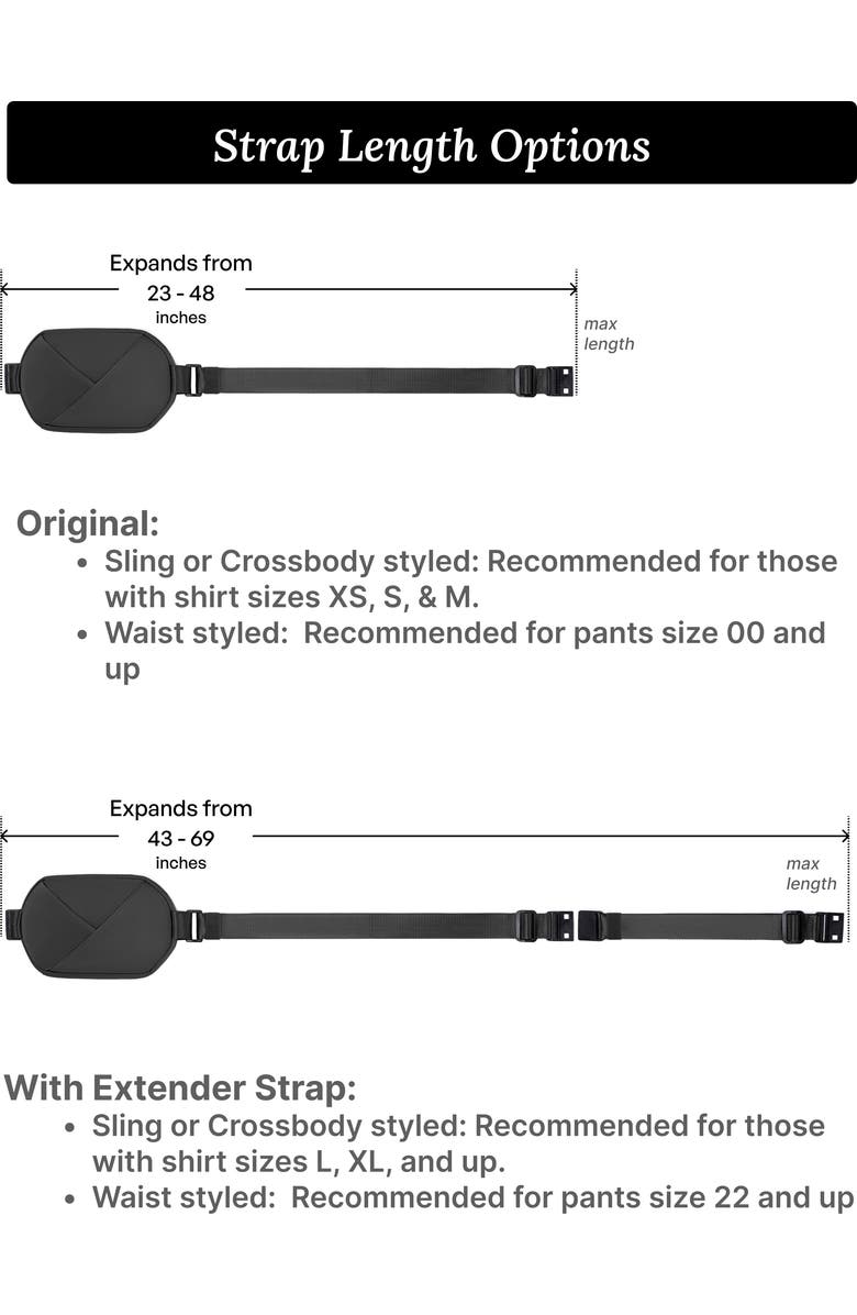 Lux and Nyx Origami Sling Belt Bag With Extender Strap, Alternate, color, Black