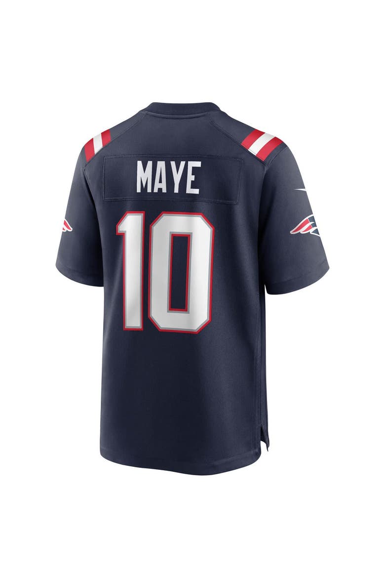 Men's Nike Drake Maye Navy New England Patriots Super Bowl LX Patch Game Jersey, Alternate, color, Navy