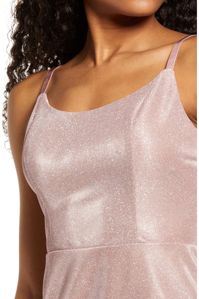 Shimmer Envelope Hem Dress, Alternate, color, PINK