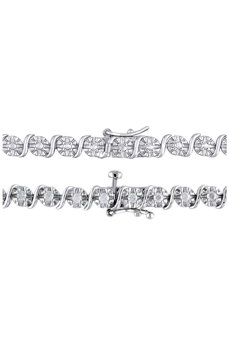 Diamond Tennis Necklace & Bracelet Set - 1.48ct., Alternate, color, SILVER