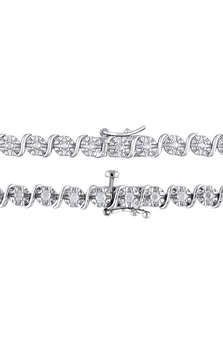 DELMAR Diamond Tennis Necklace & Bracelet Set - 1.48ct., Alternate, color, Silver