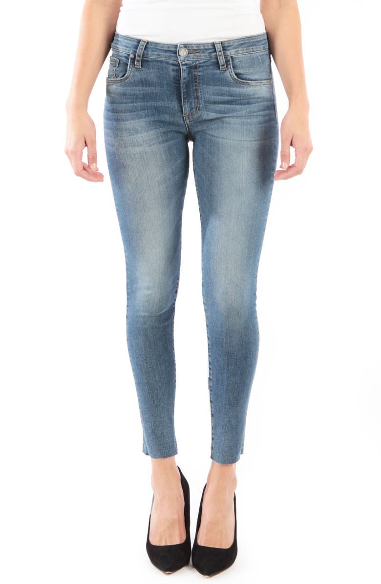 KUT from the Kloth Donna High Waist Raw Hem Skinny Jeans, Main, color,