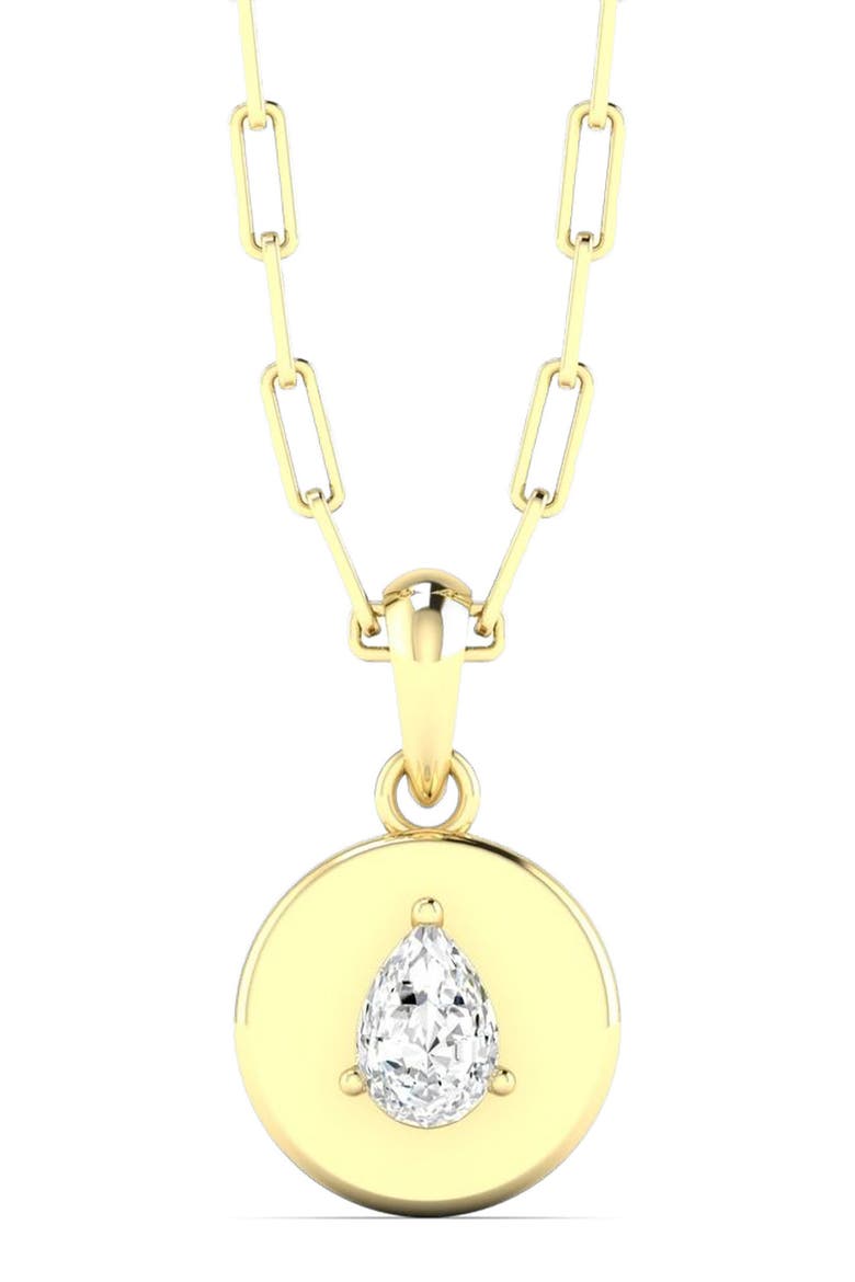 Pear Disc Lab Diamond Pendant in 14K, Main, color, Yellow Gold
