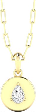 Everlee Pear Disc Lab Diamond Pendant in 14K