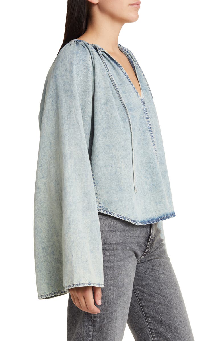 FRAME Tie Neck Denim Top, Alternate, color, Aries