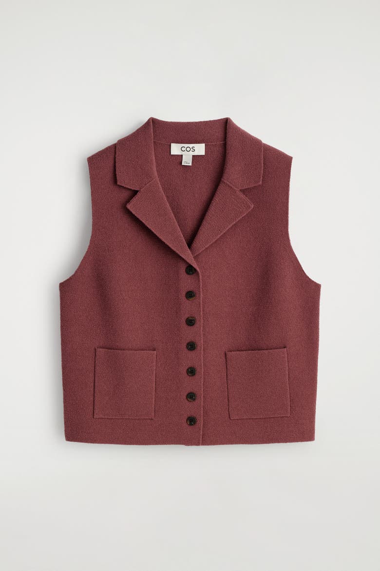 Bouclé-Knit Vest, Alternate, color, RUST