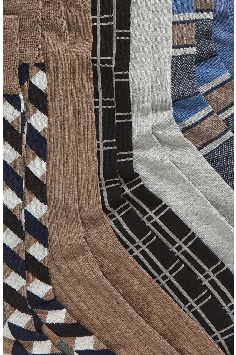 Assorted 6-Pack Dress Socks, Alternate, color, BLUE BROWN MULTI