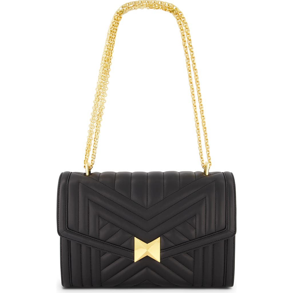 Mac Duggal Gold Plated Hardware Quilted Napa Leather Handbag In Black
