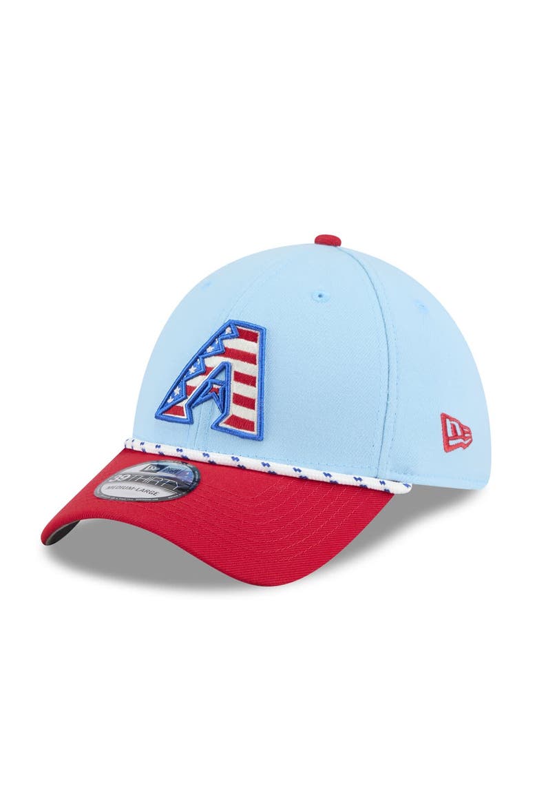 Men's New Era Light Blue/Red Arizona Diamondbacks 2025 Fourth of July 39THIRTY Flex Hat, Alternate, color, Light Blue