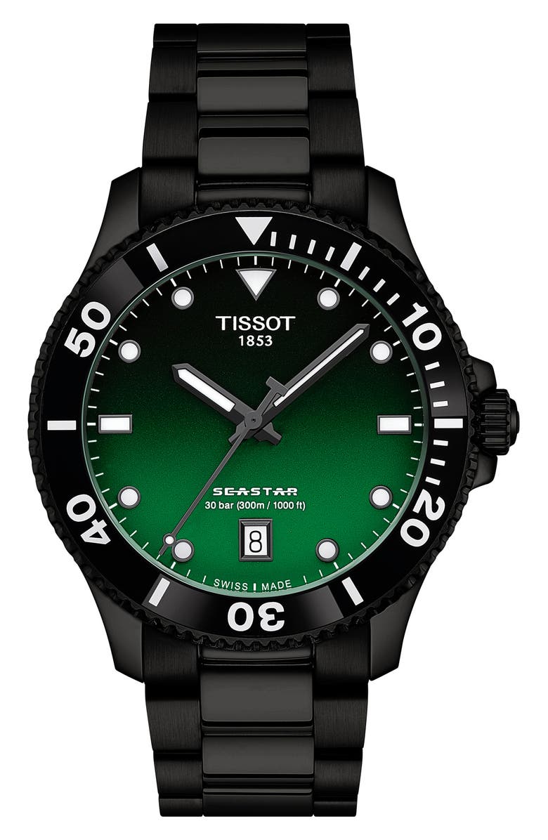 Tissot Seastar 1000 Bracelet Watch, 40mm, Main, color, Green Gradient