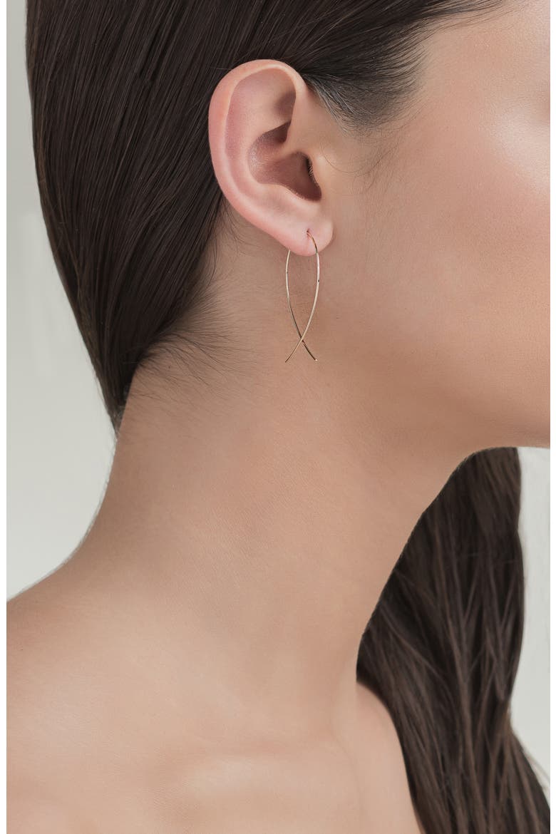 14K Gold Upside Down Small Hoop Earrings, Alternate, color, YELLOW GOLD