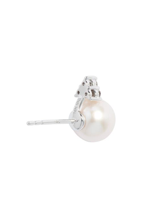 Nordstrom Diamond & Akoya Pearl Stud Earrings In Neutral