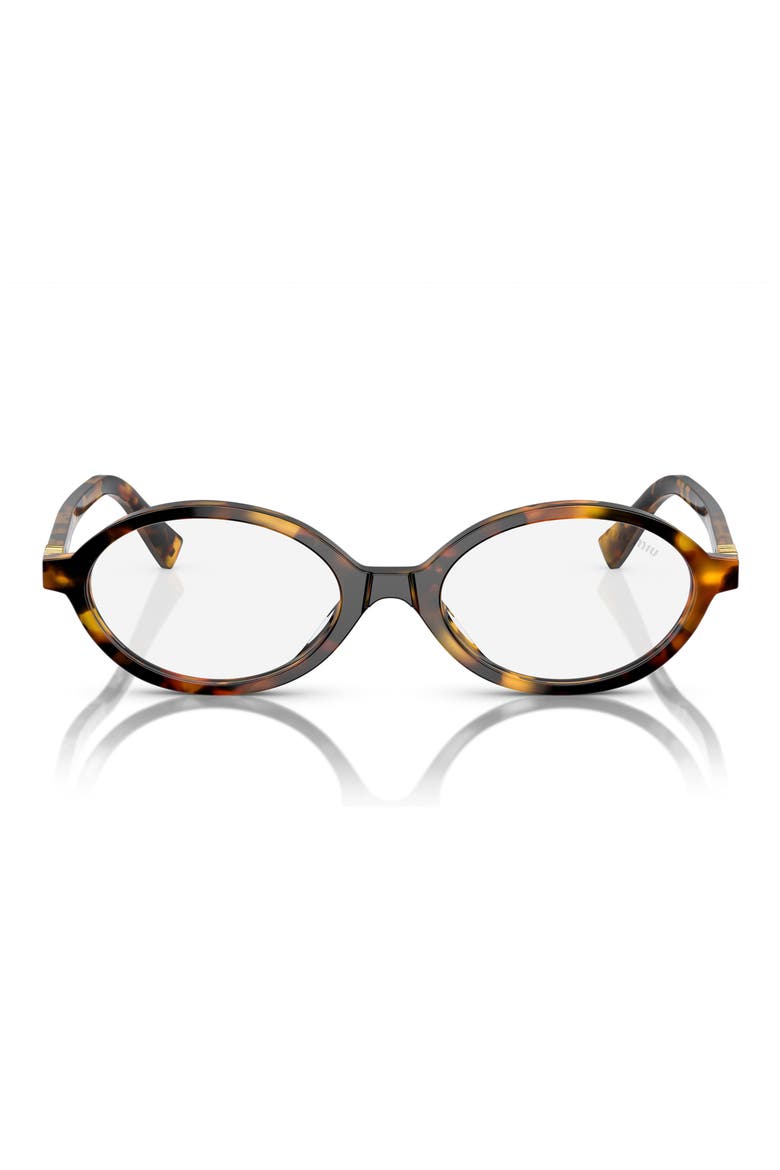 50mm Oval Sunglasses, Main, color, HONEY HAVANA / CLEAR BLUE LIGHT FILTER