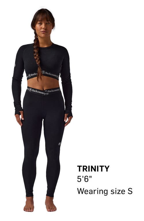 Backcountry Cedars Rws Merino Lt-wt Baselayer Cropped Crew Top In Black