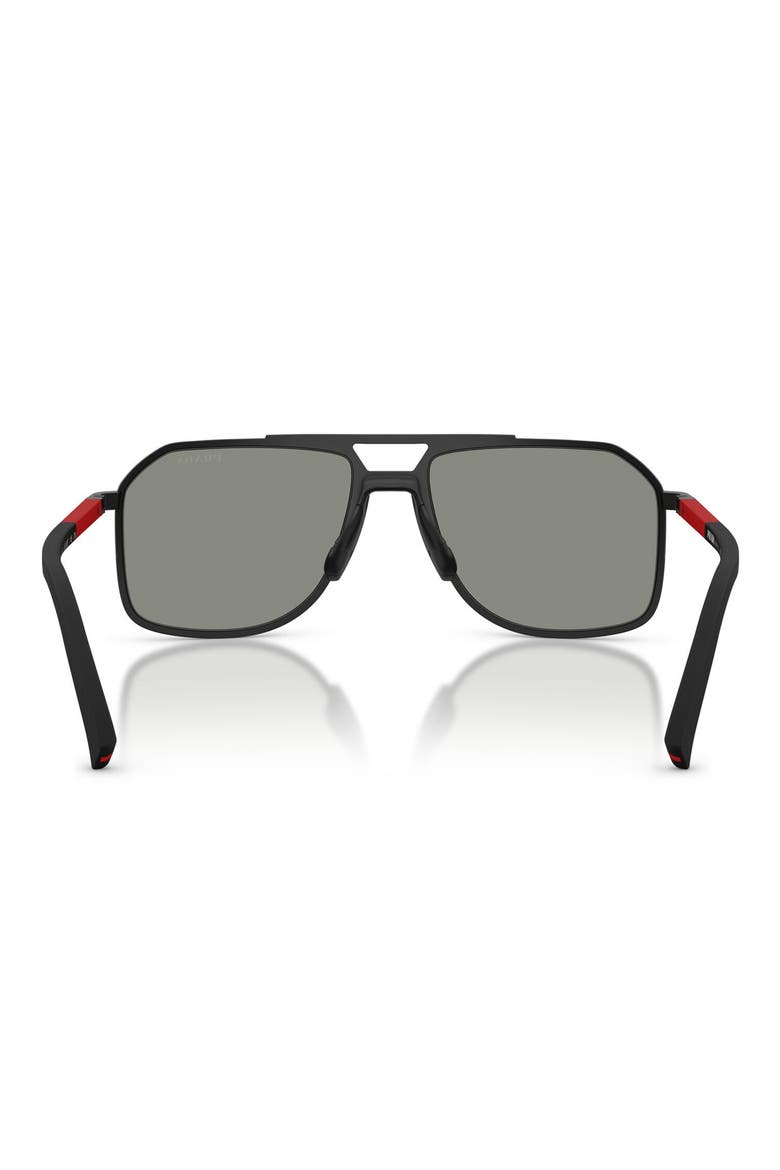 56mm Pilot Sunglasses, Alternate, color, MATTE BLACK / GREY BLUE/ RED