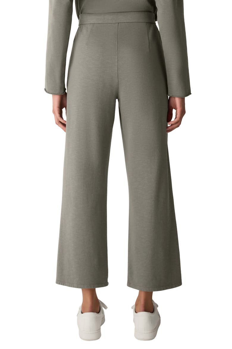 Wide Leg Organic Cotton Terry Pants, Alternate, color, BAYLEAF