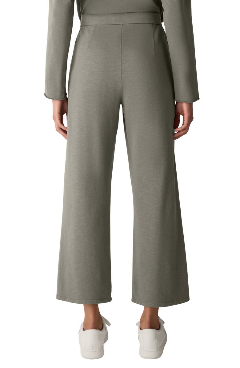 Eileen Fisher Wide Leg Organic Cotton Terry Pants, Alternate, color, Bayleaf