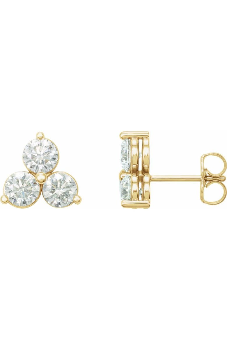 1/4 CT Lab-Grown Diamond Three-Stone Earrings in 14K Gold, Main, color, White
