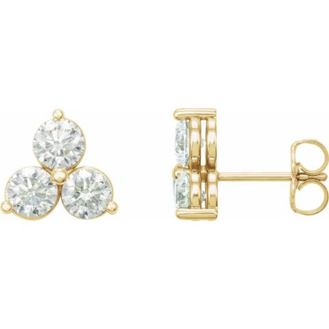1/4 CT Lab-Grown Diamond Three-Stone Earrings in 14K Gold