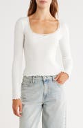 Abound Long Sleeve Square Neck Pointelle Top