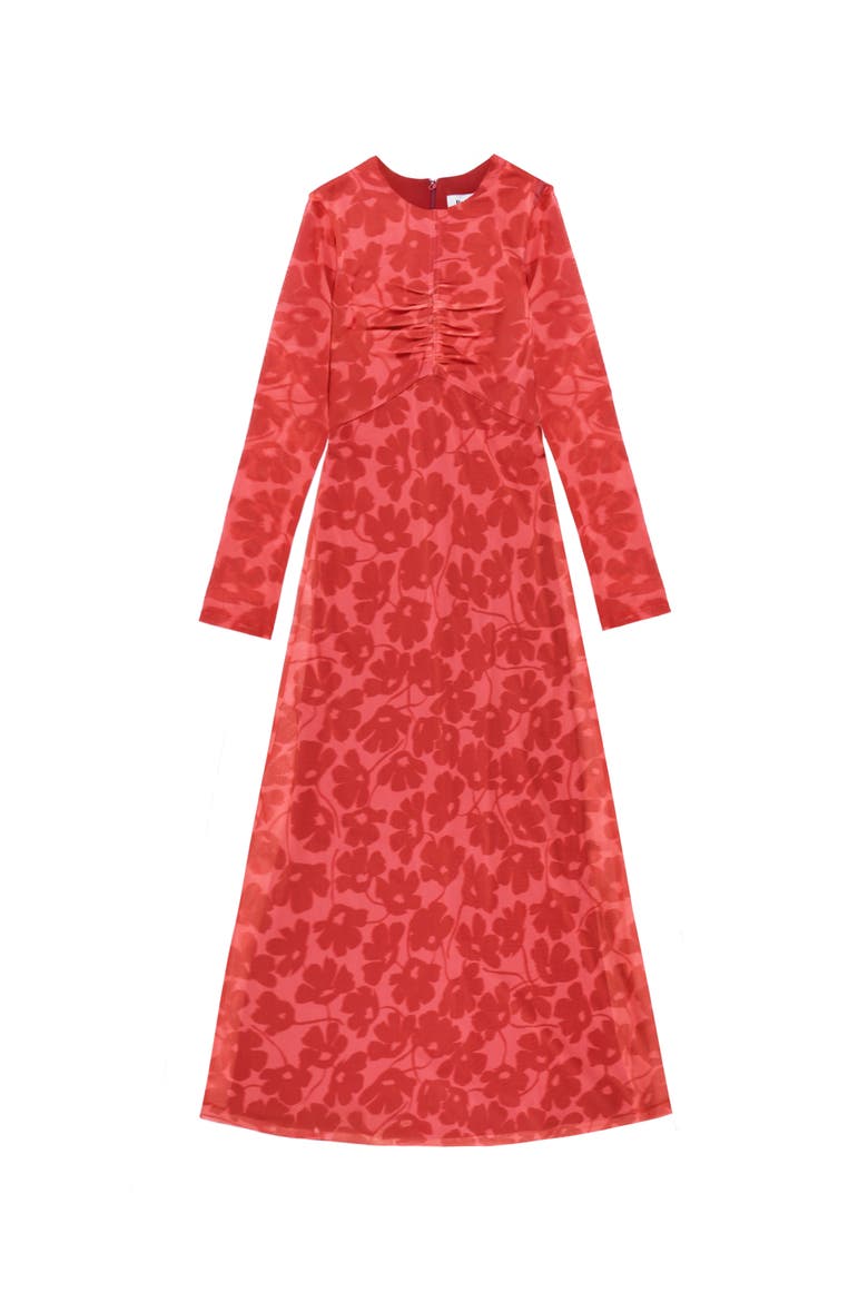Mesh Print Dress, Alternate, color, Red