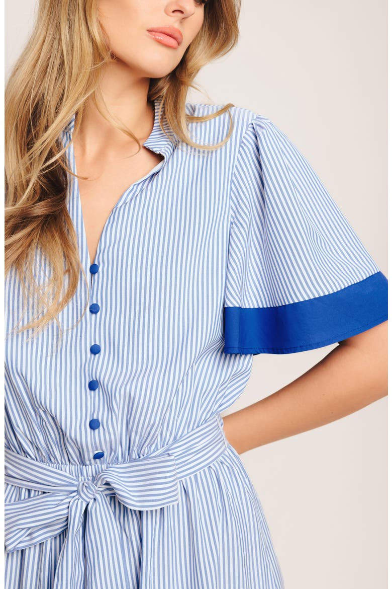 Stripe Short Sleeve Midi Shirtdress, Alternate, color, BLUE WHITE STRIPE