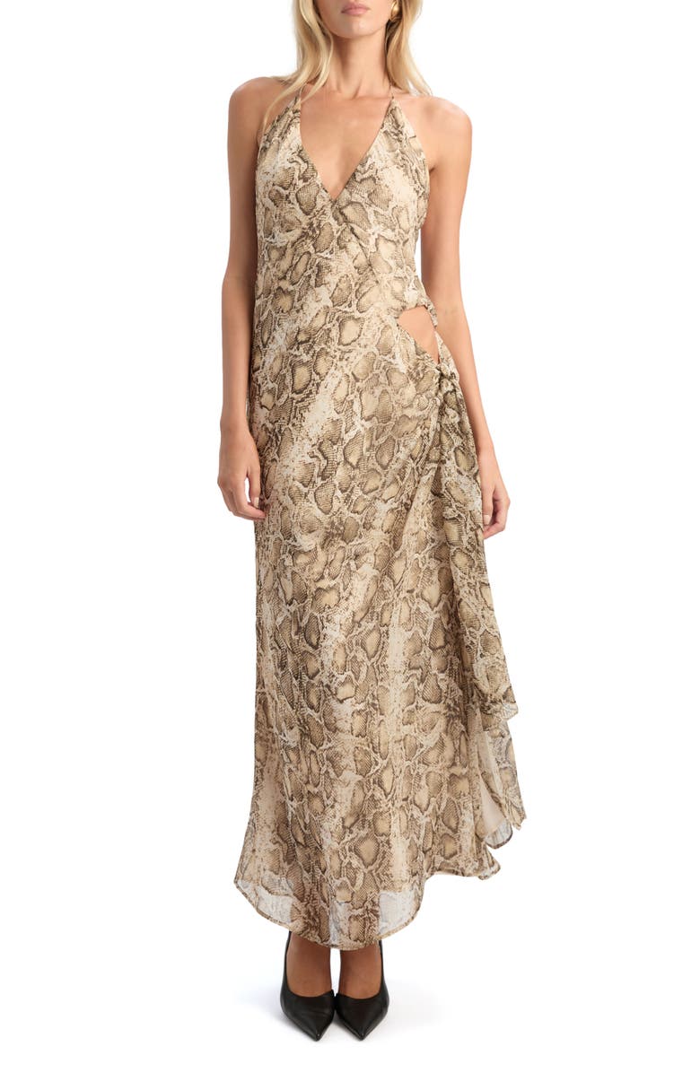 Bardot Cyrel Snakeskin Print Maxi Dress, Main, color, Snake Skin