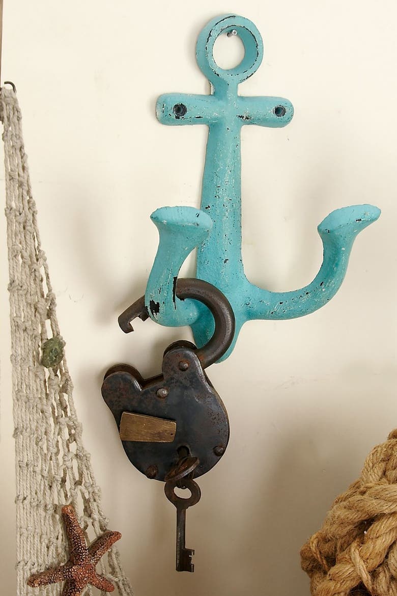Multi Colored Metal Single Hanger Anchor Wall Hook - Set of 4, Alternate, color, MULTI