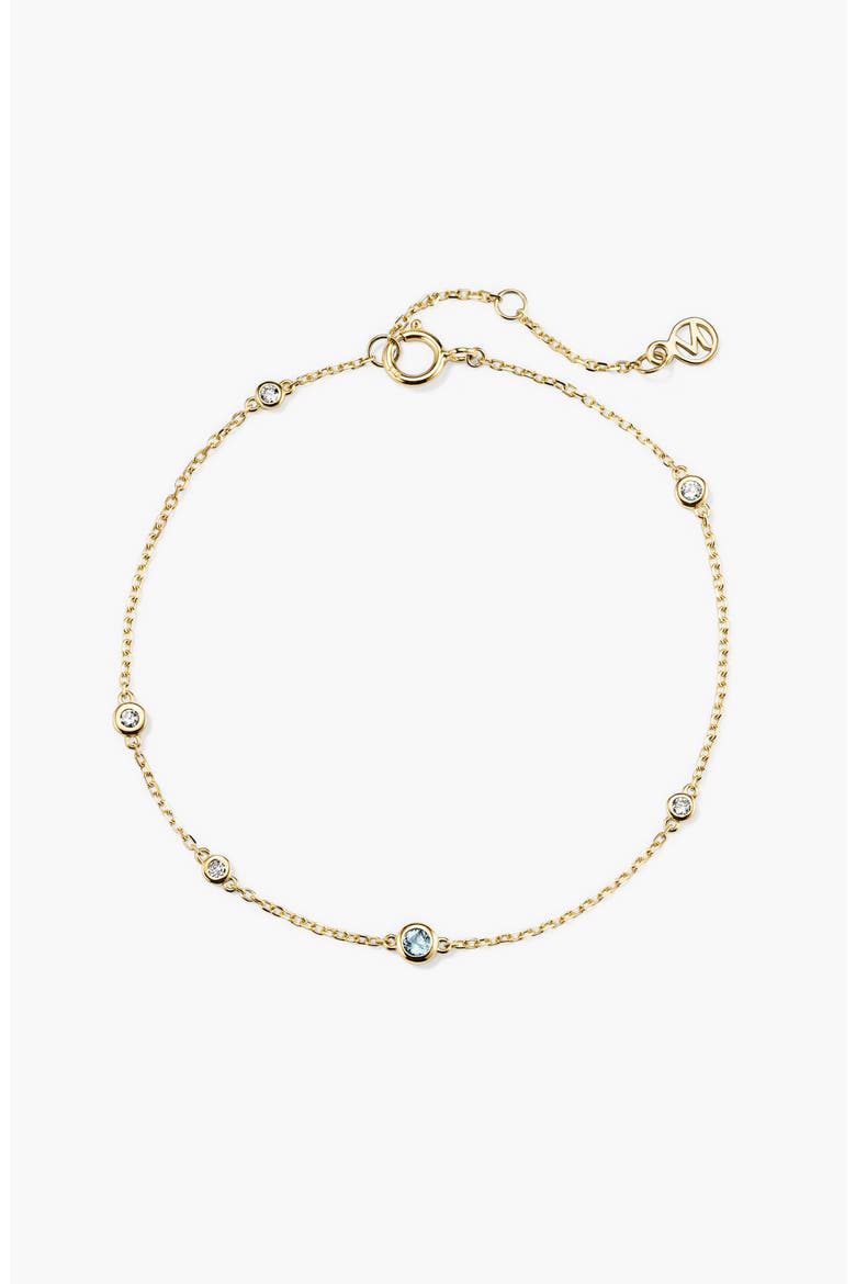 Gemstone Station Bracelet, Main, color, Aquamarine
