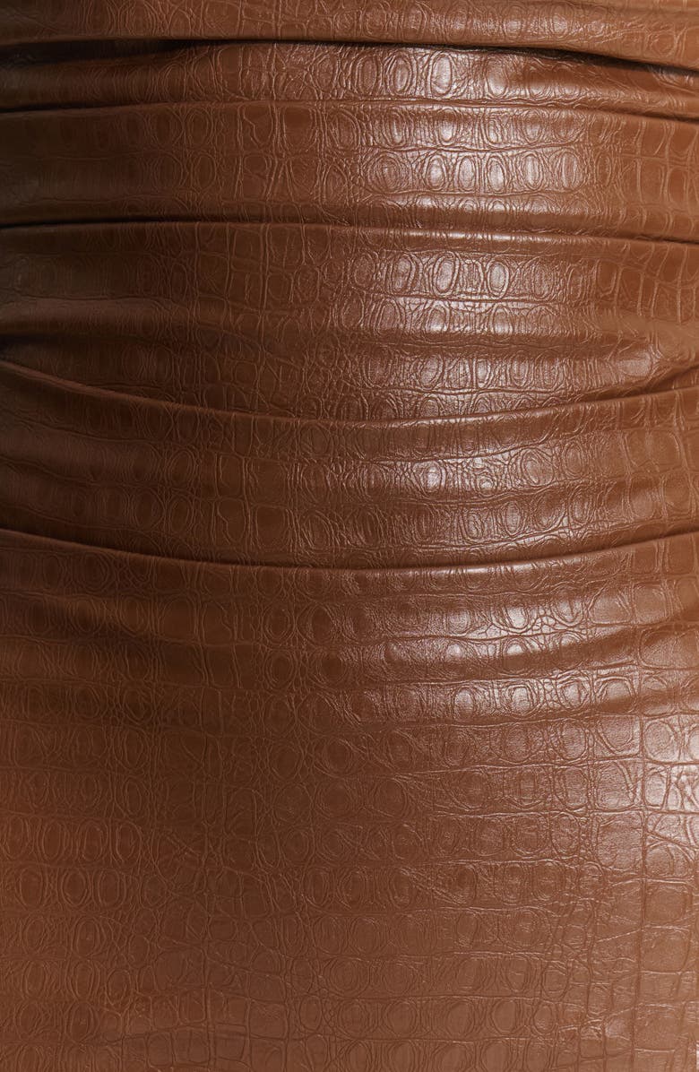 Naked Wardrobe Ruched Croc Embossed Faux Leather Corset Top, Alternate, color, 