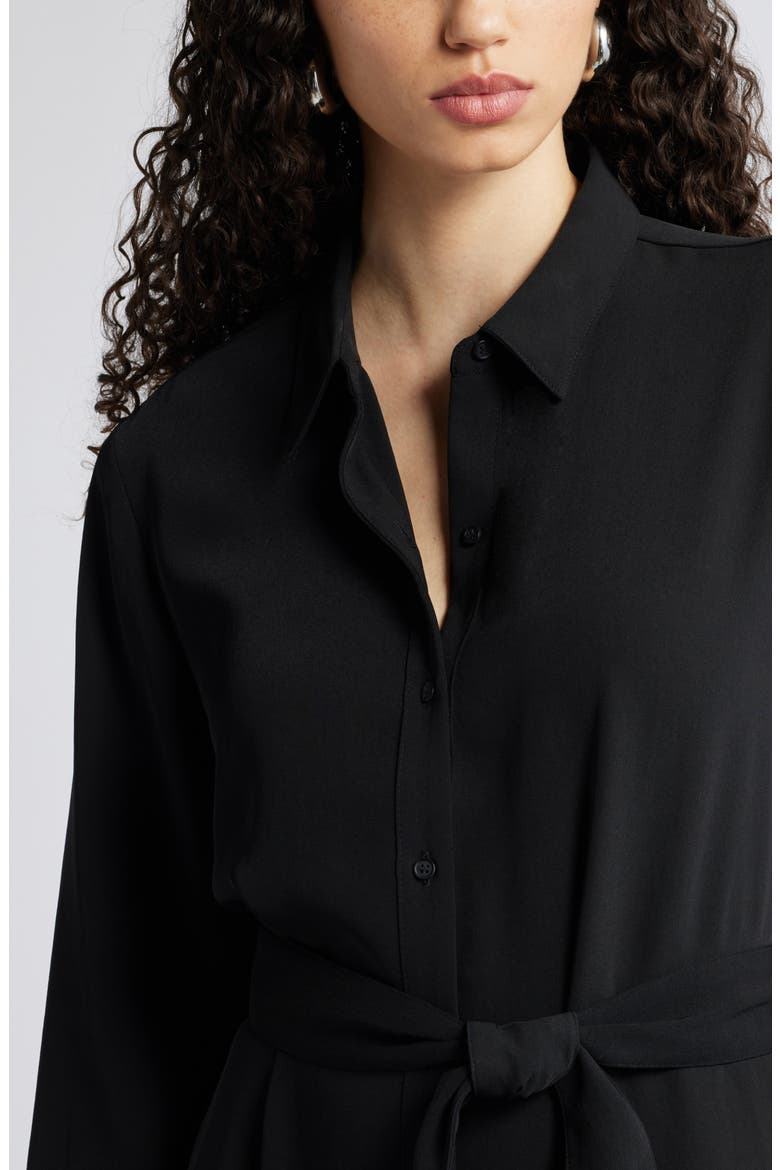 Long Sleeve Belted Shirtdress, Alternate, color, BLACK